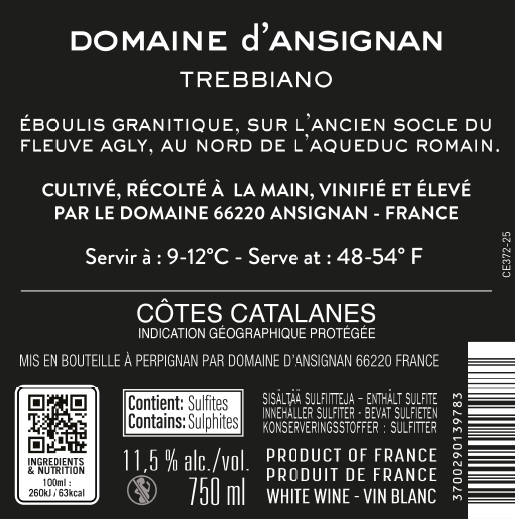 LES PETITES GRAPPES DOMAINE D'ansignan contre étiquette